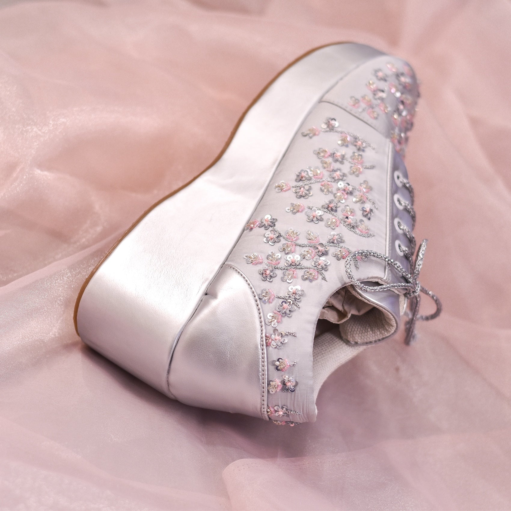 Faith Bridal Sneakers | Silver Customisable Shoes
