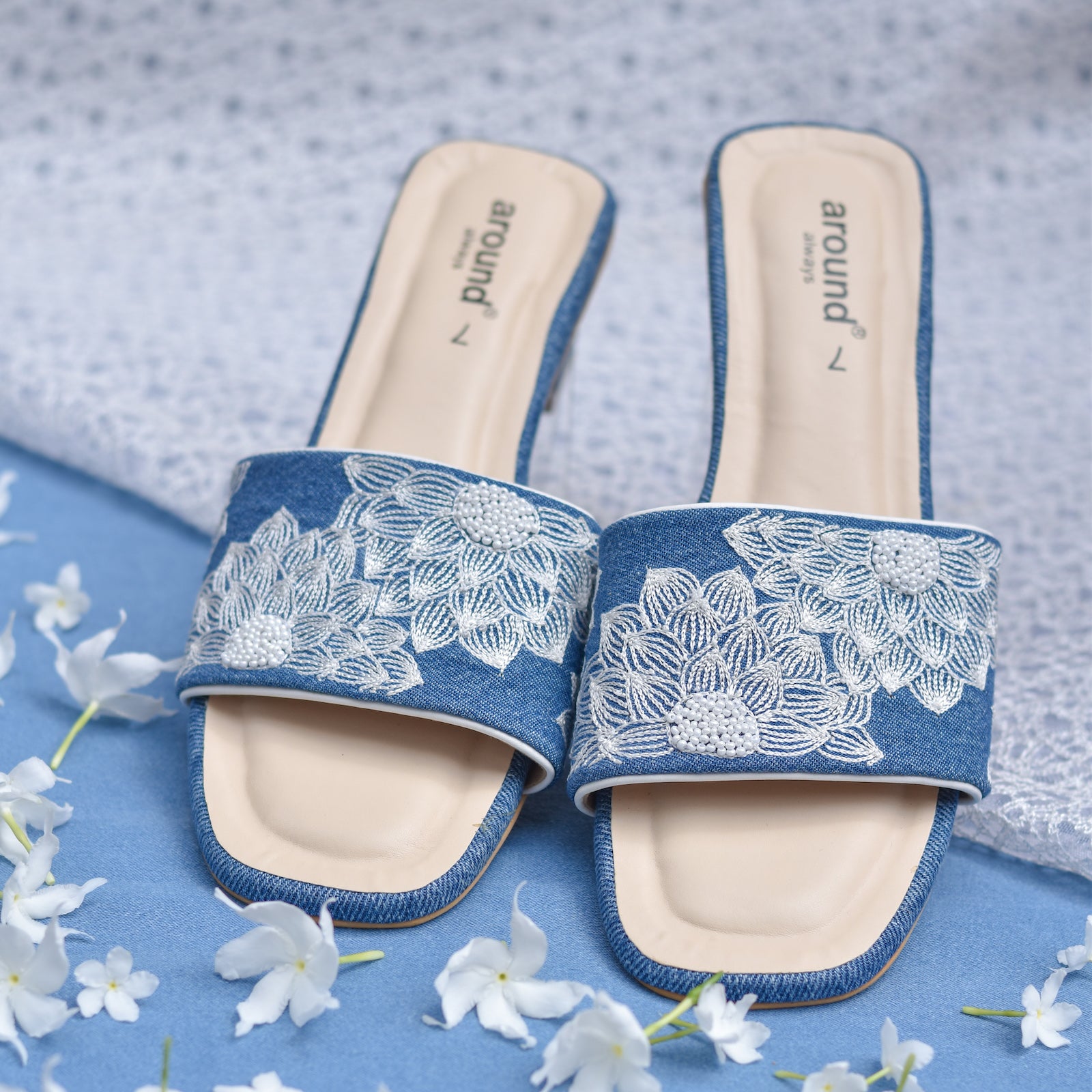 Lily Stylish Sliders Denim Casual Footwear