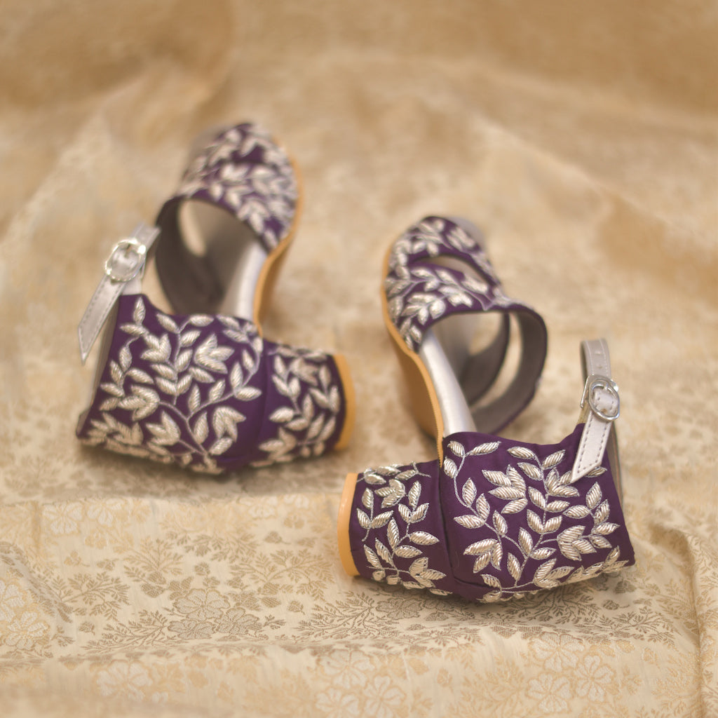 Patti Purple Silver Sandals  Dress Heels for Women – aroundalways