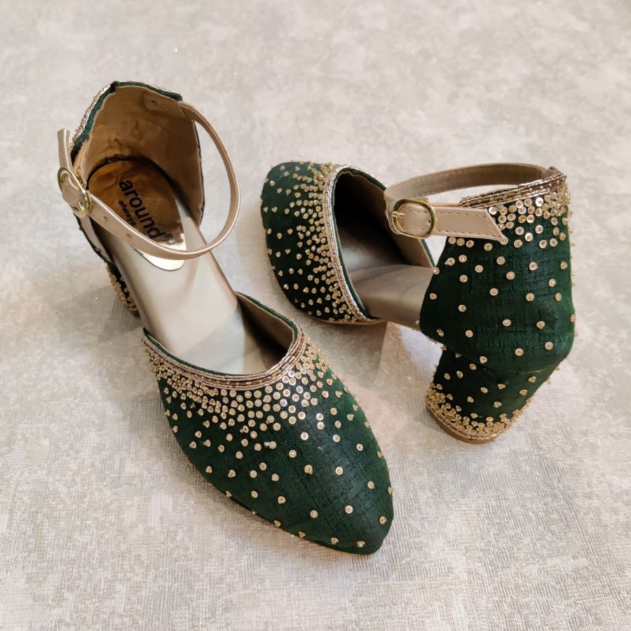 Green discount strap heels