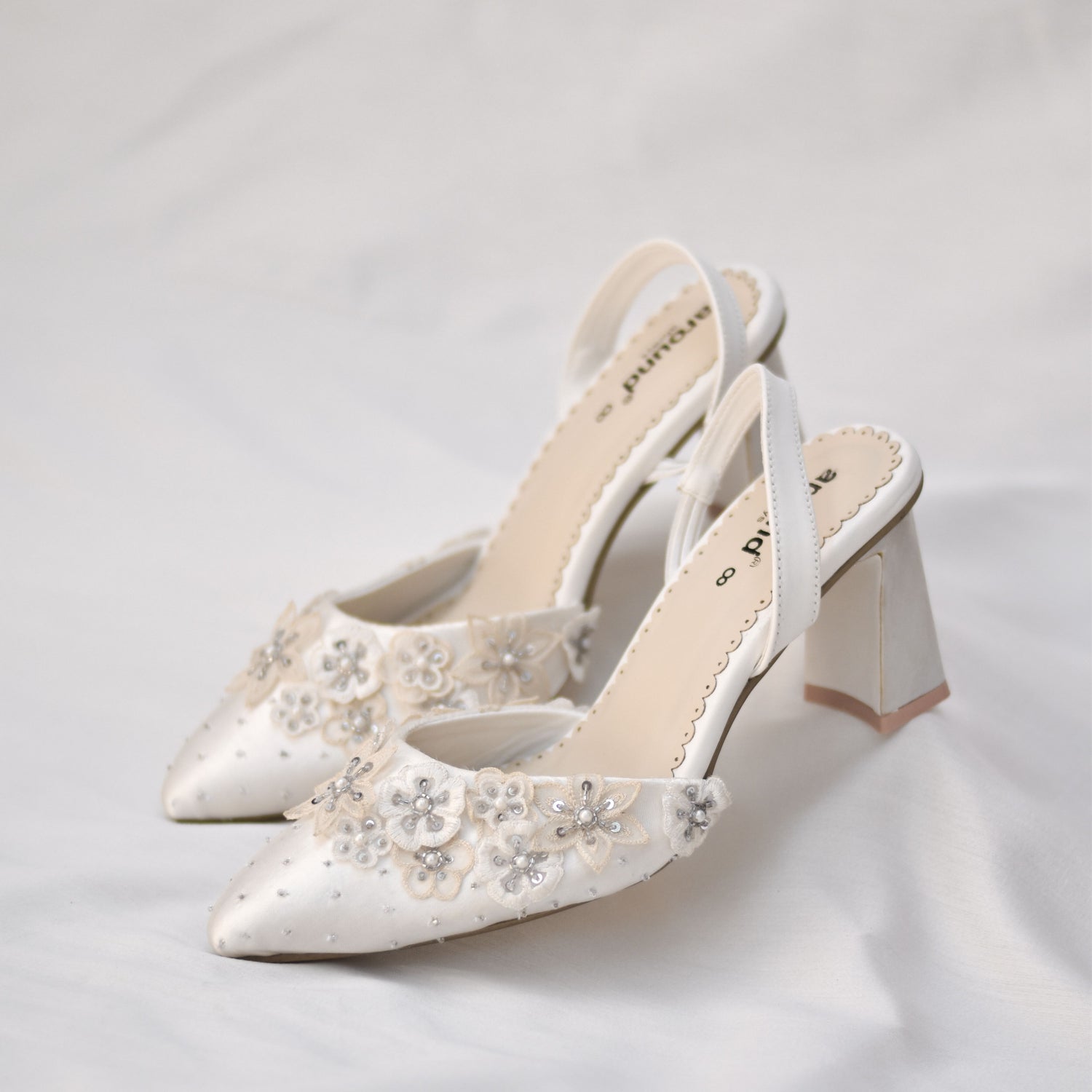 Embellished floral white wedding footwear for Brides and Bridesmaids 