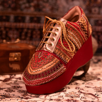 Red bridal sneakers with beads embellishments