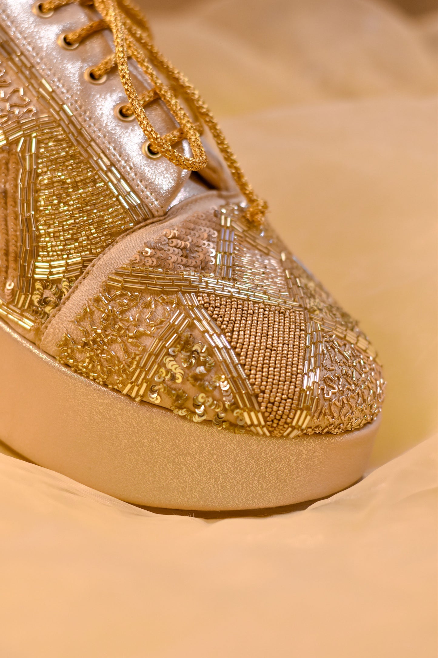 Golden trendy party sneakers for brides and bridesmaids