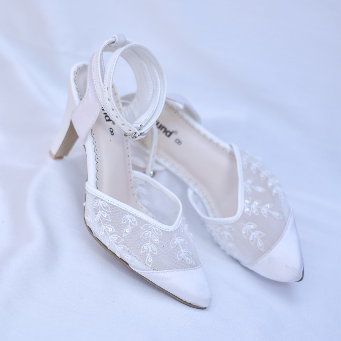 Handmade Christian wedding mules with high heels