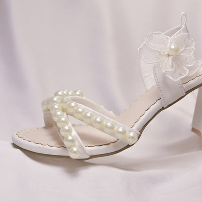 Designer wedding sandals with pearl embroidery for Christian brides