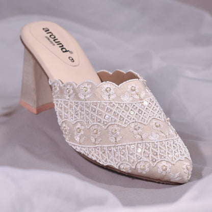 White Wedding Shoes with Stylish Heels