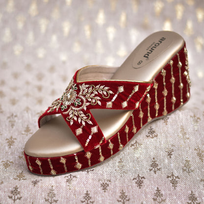 Floral design heels from India with global shipping 