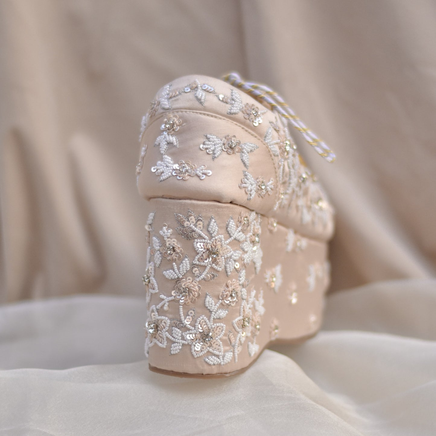 Tone on tone premium wedding sneakers with heels