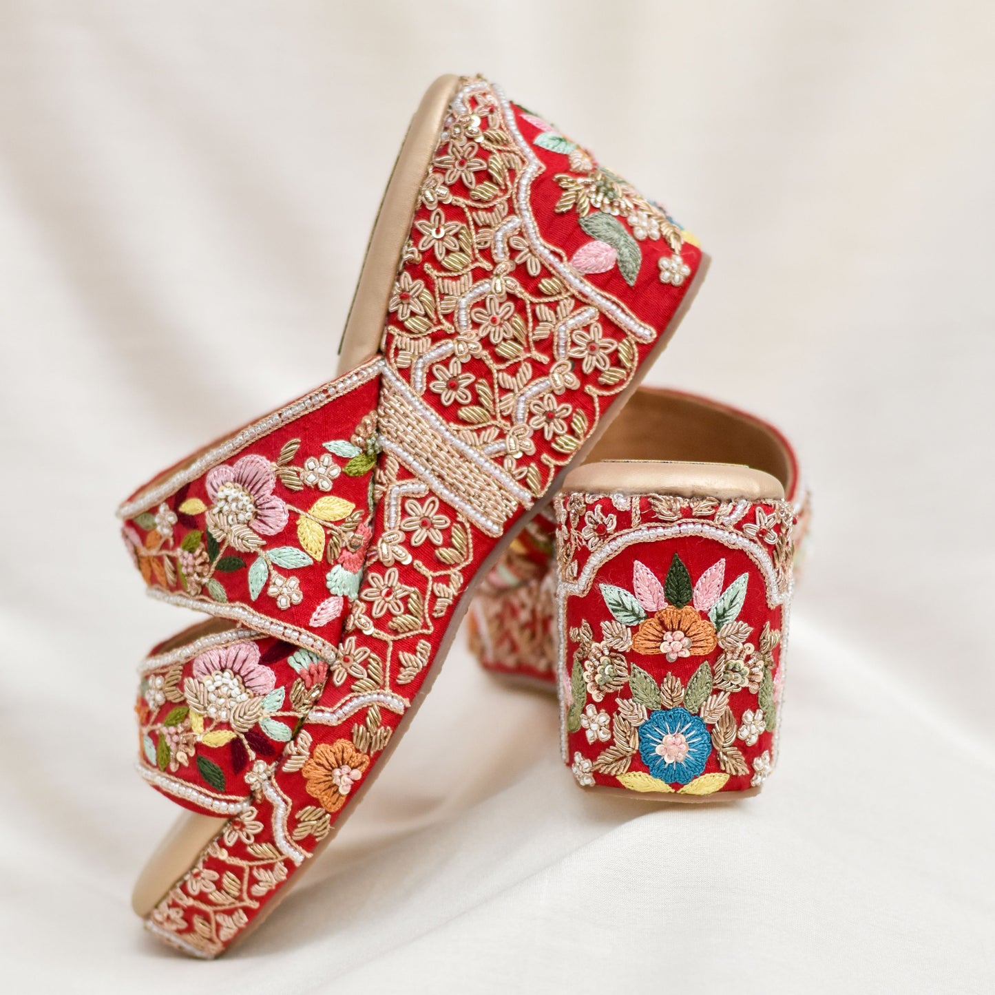 Zardosi embroidered royal wedges for weddings worldwide