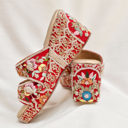 Zardosi embroidered royal wedges for weddings worldwide