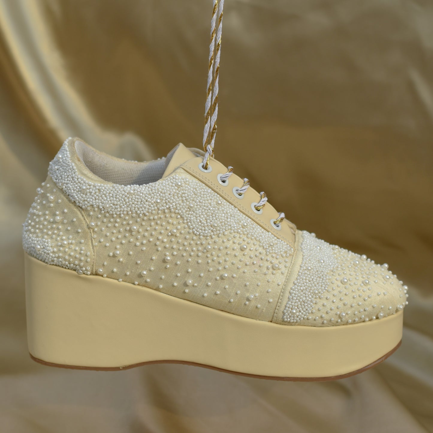 Pearl Embroidered White Sneakers for Wedding