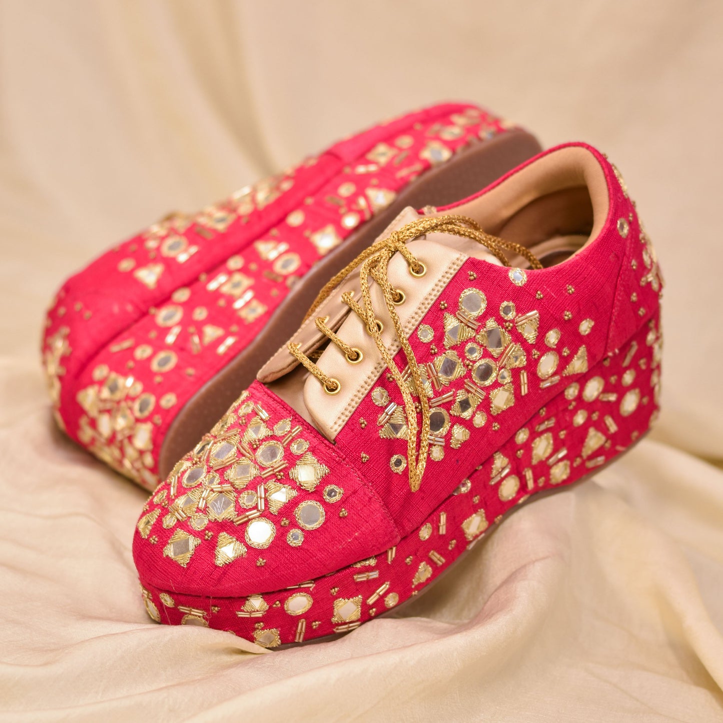 Pink wedding sneakers for a carnival lehenga