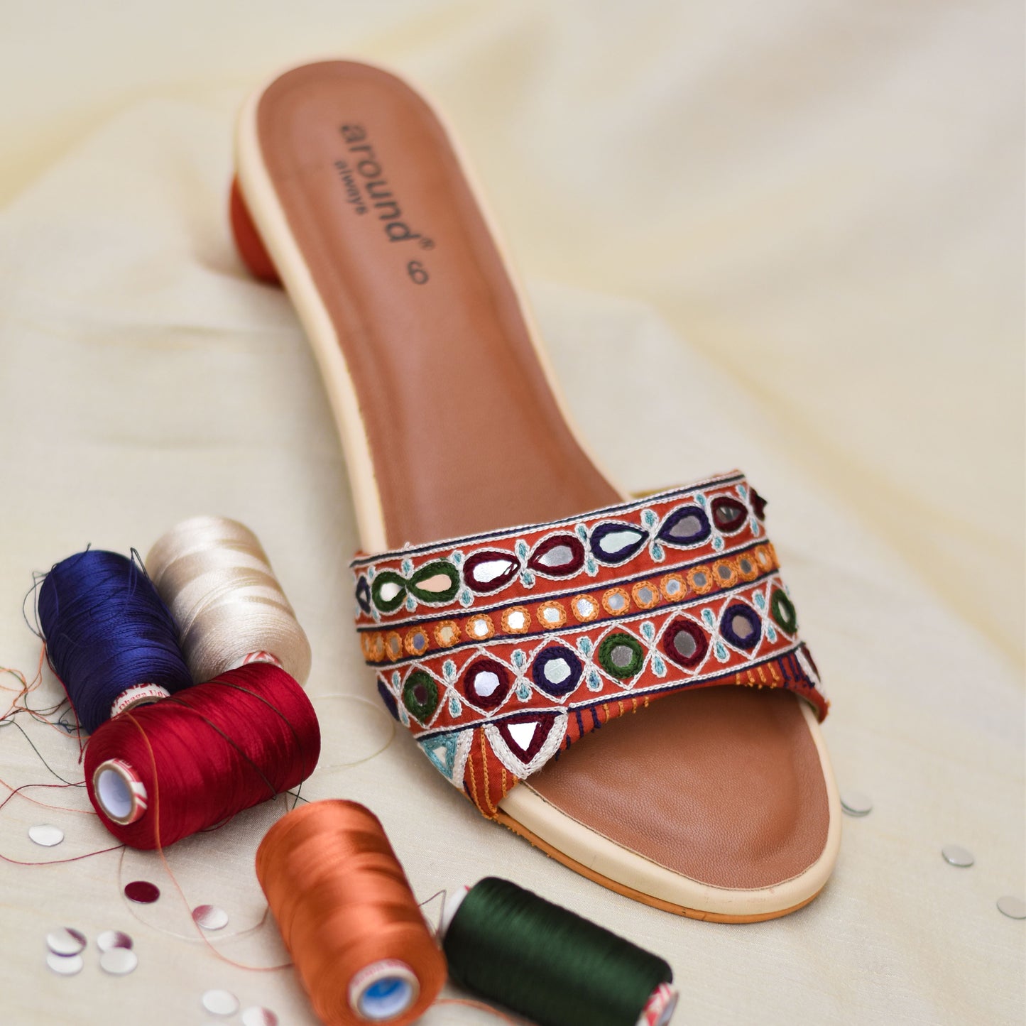 Kanak Sandals | Multicolour Mirror Shoes