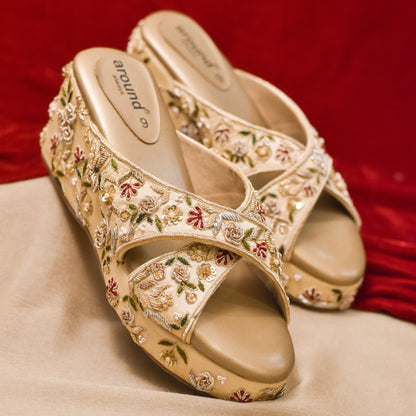 Golden Indian Bridal Heels in Wedges style 