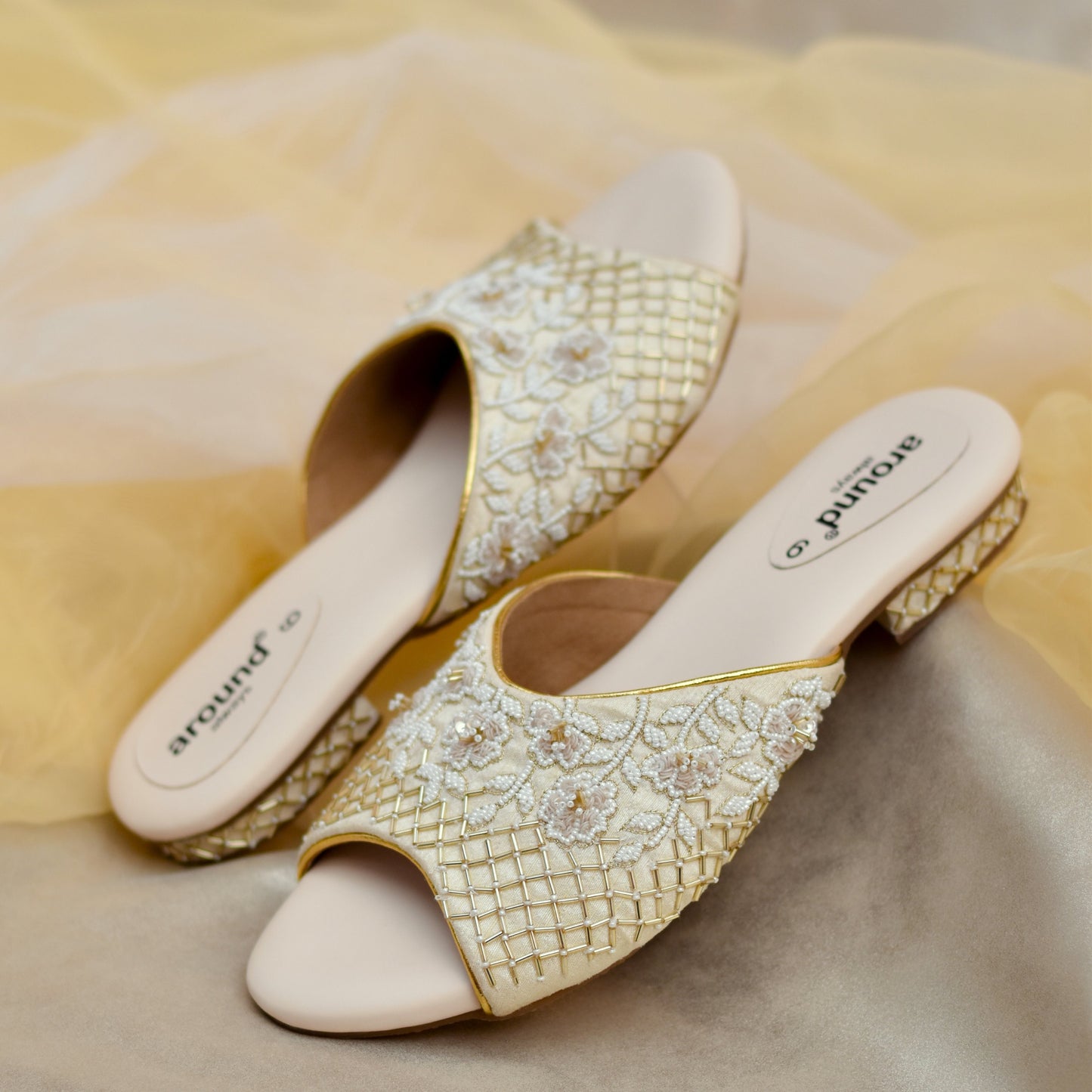 Golden bridal flats for Indian festivals and weddings