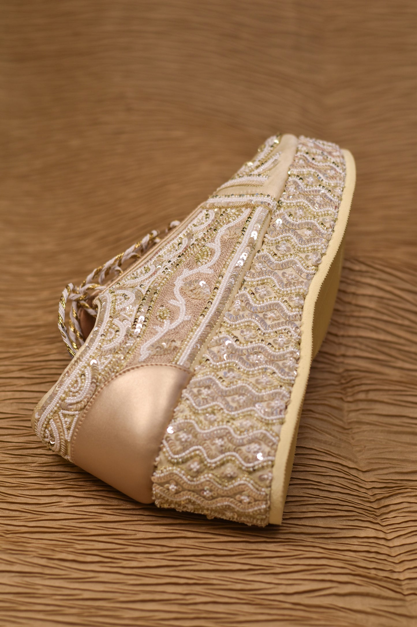 Handmade royal sneaker wedges with high heels