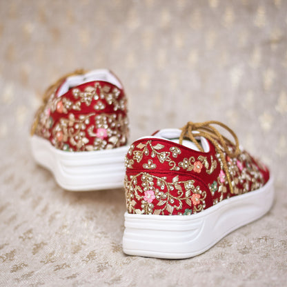 Indian wedding sneakers with floral hand embroidery