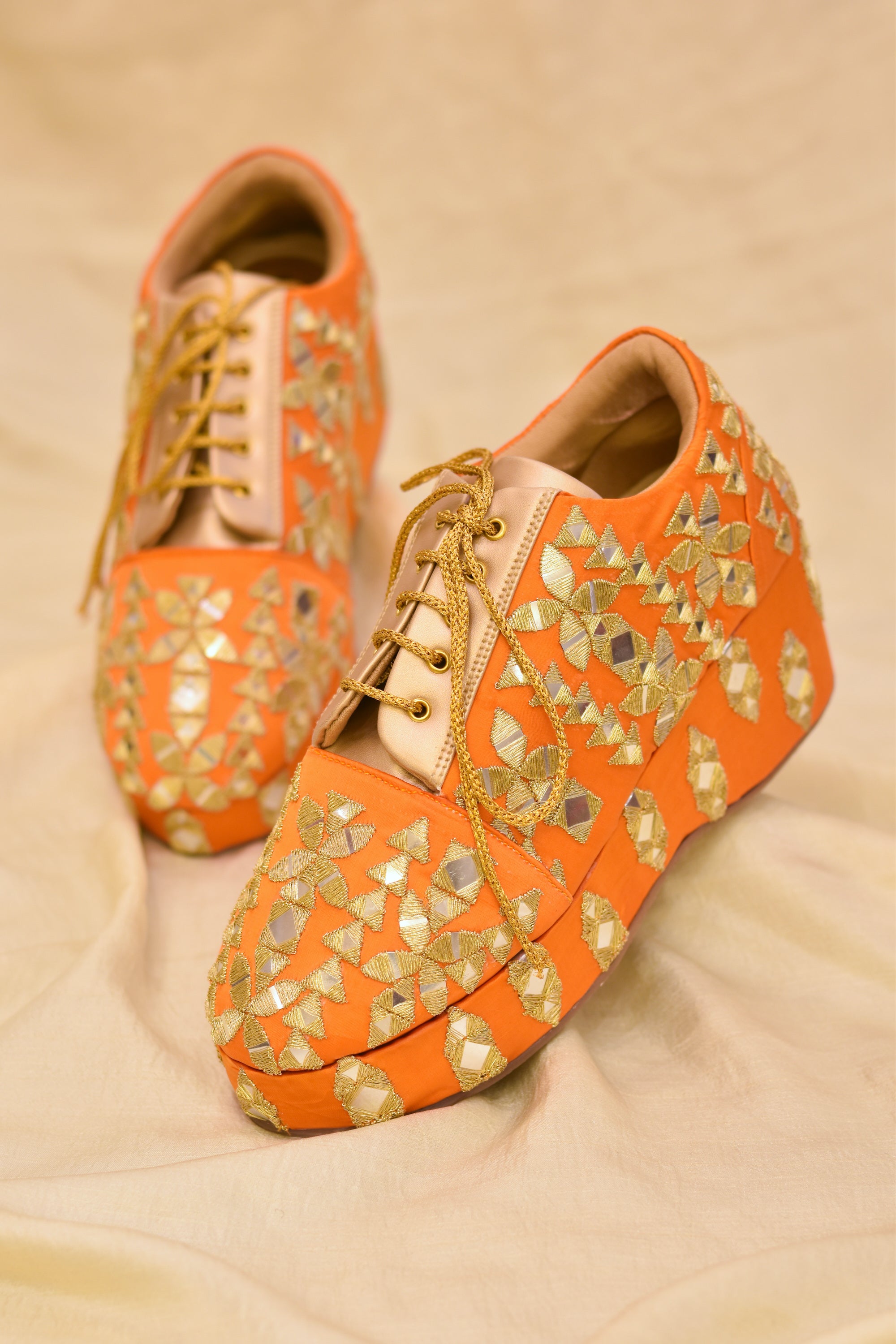 Marigold Sneakers Carnival Designer Mirror Shoes aroundalways