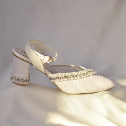 White wedding sandals with Crystals and Stones