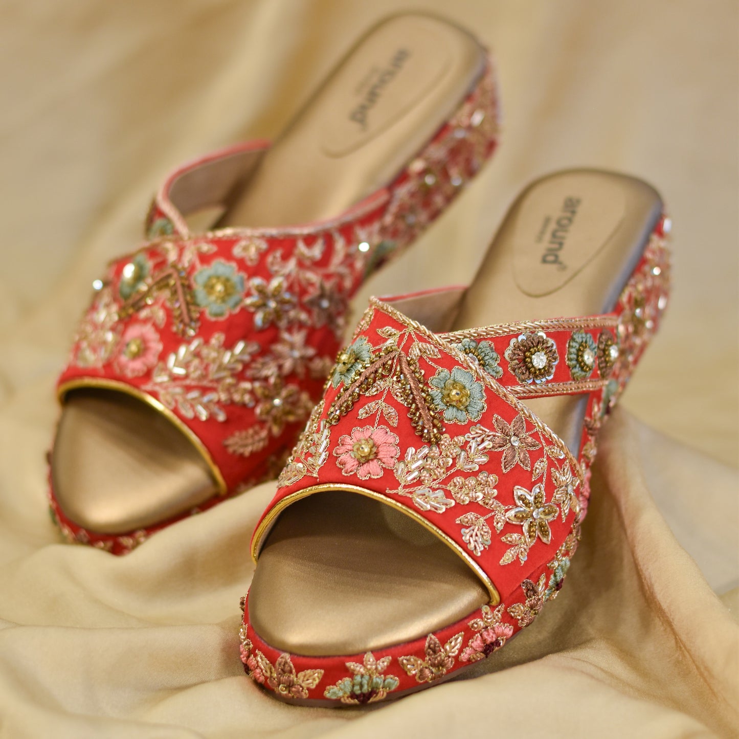 Bespoke red wedding heels to match bridal outfit 