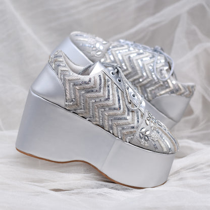 Silver Wedding Sneakers with heels