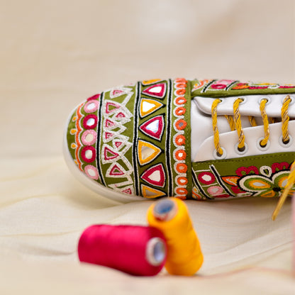 Handmade multicolour sneaker shoes for garba