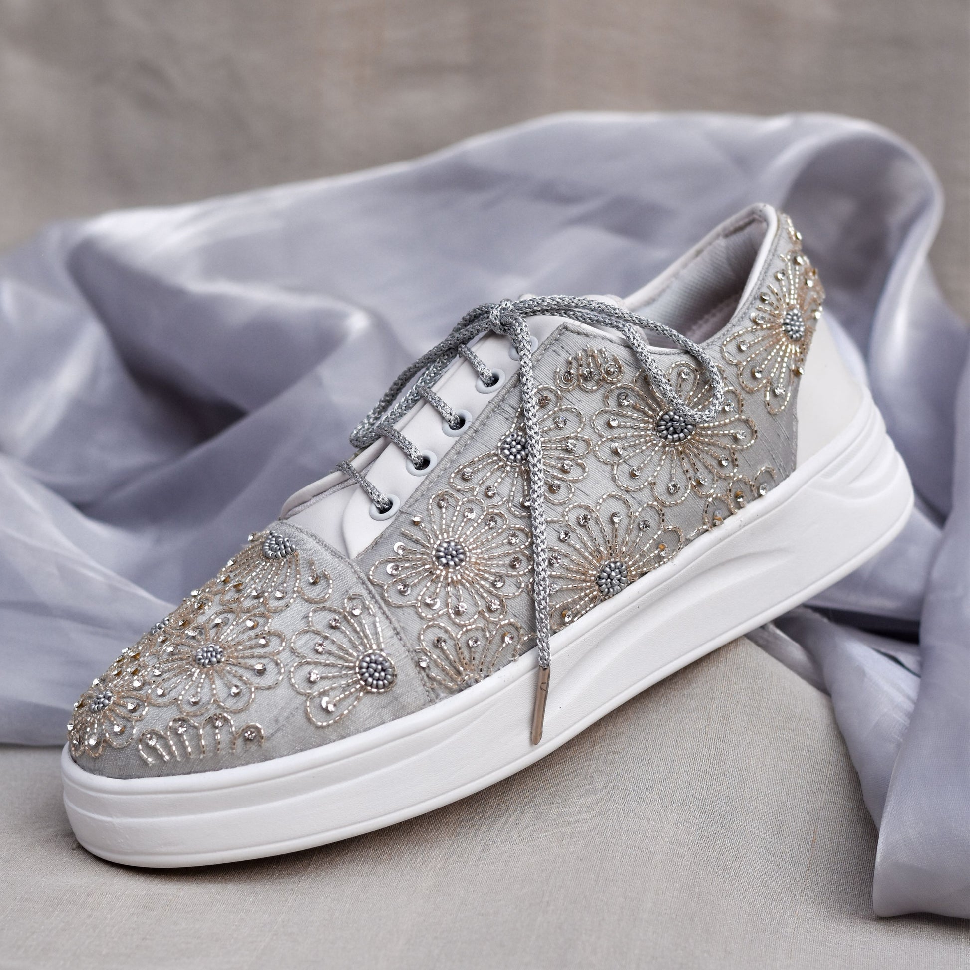 Indian wedding sneakers in silver colour