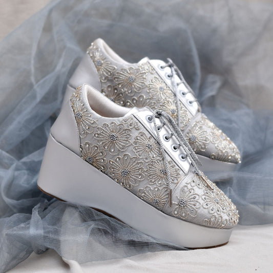 Blingy sangeet sneakers with heels for Indian weddings