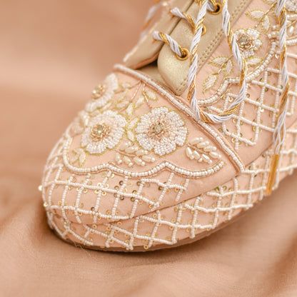 Beaded wedding sneakers with embroidery