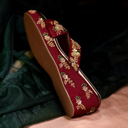 Maroon and red wedding heels for Indian brides