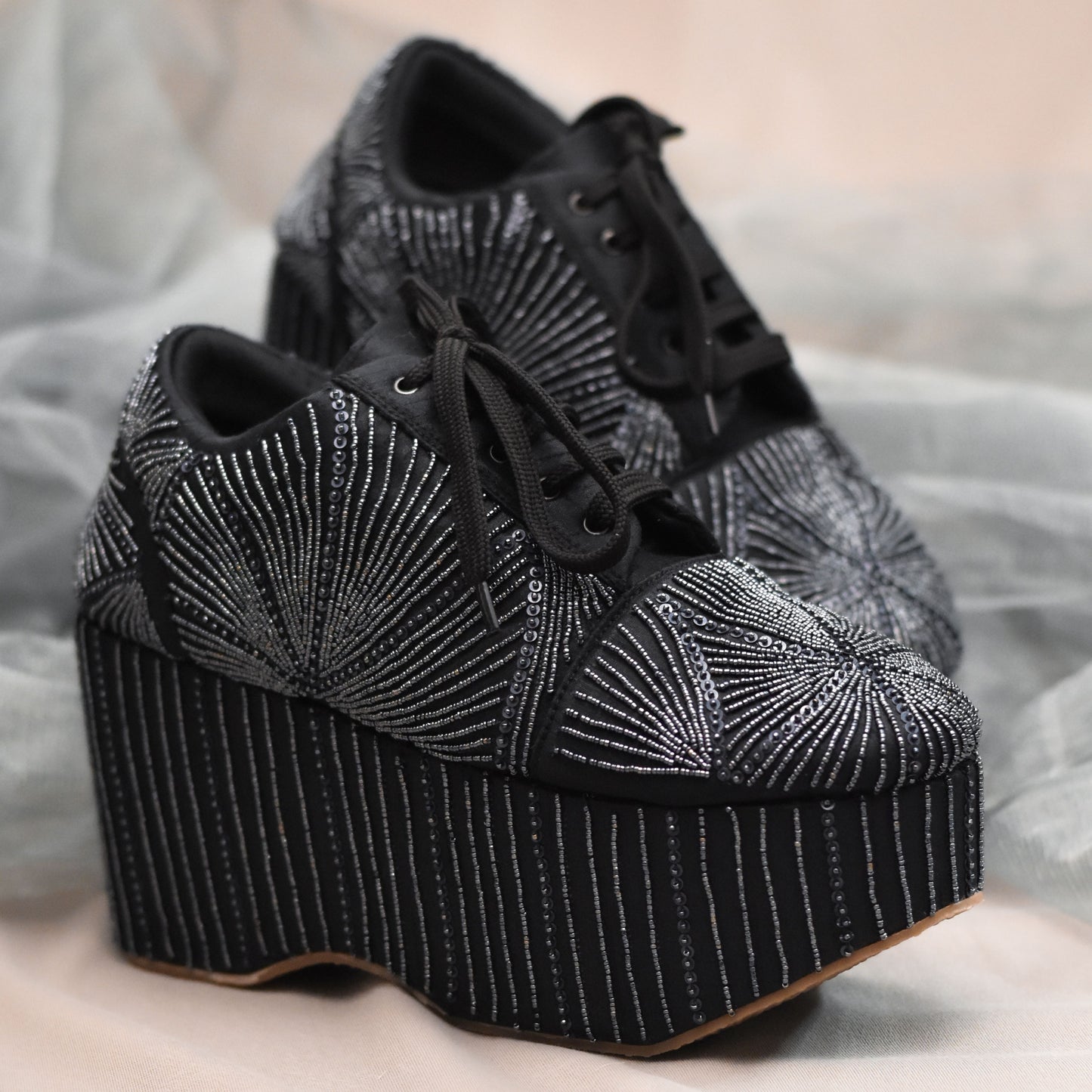 Premium black party sneakers for girls