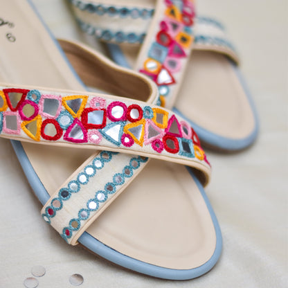 Pinal Pastel Flats | Comfortable Festive Footwear