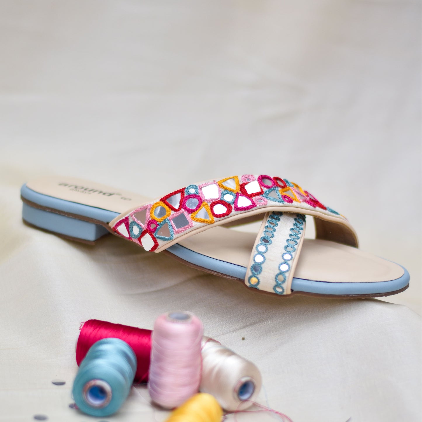 Pinal Pastel Flats | Comfortable Festive Footwear