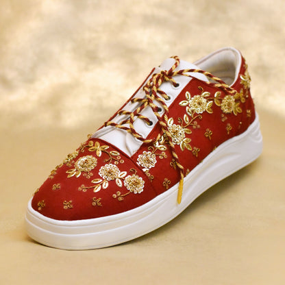 Bridal sneakers with sequins and zardosi hand work