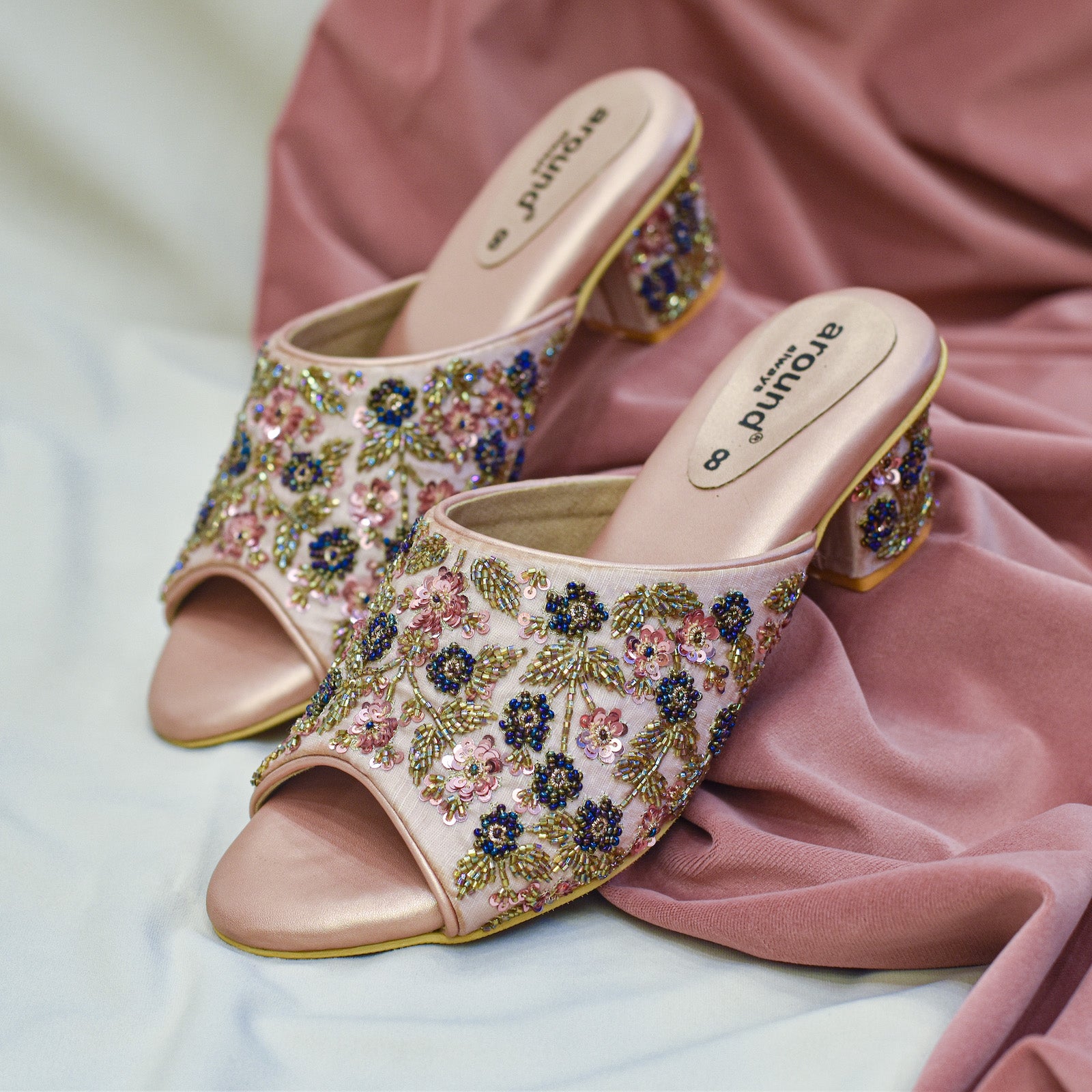 Women Sandals Indian Bridal Low Heels Bridesmaid Shoes for Bride Handmade  Jutti | eBay