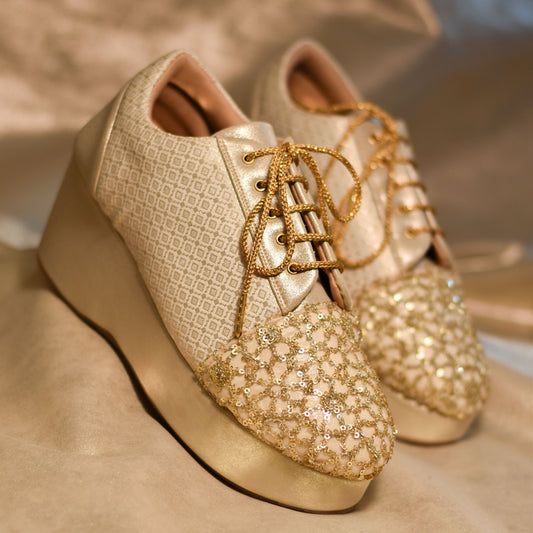 Golden wedding sneakers with sequins for Indians globally