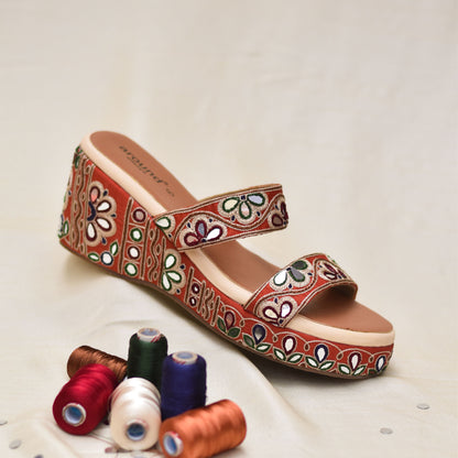 Authentic Gujarati Kutch embroidery heels with global shipping