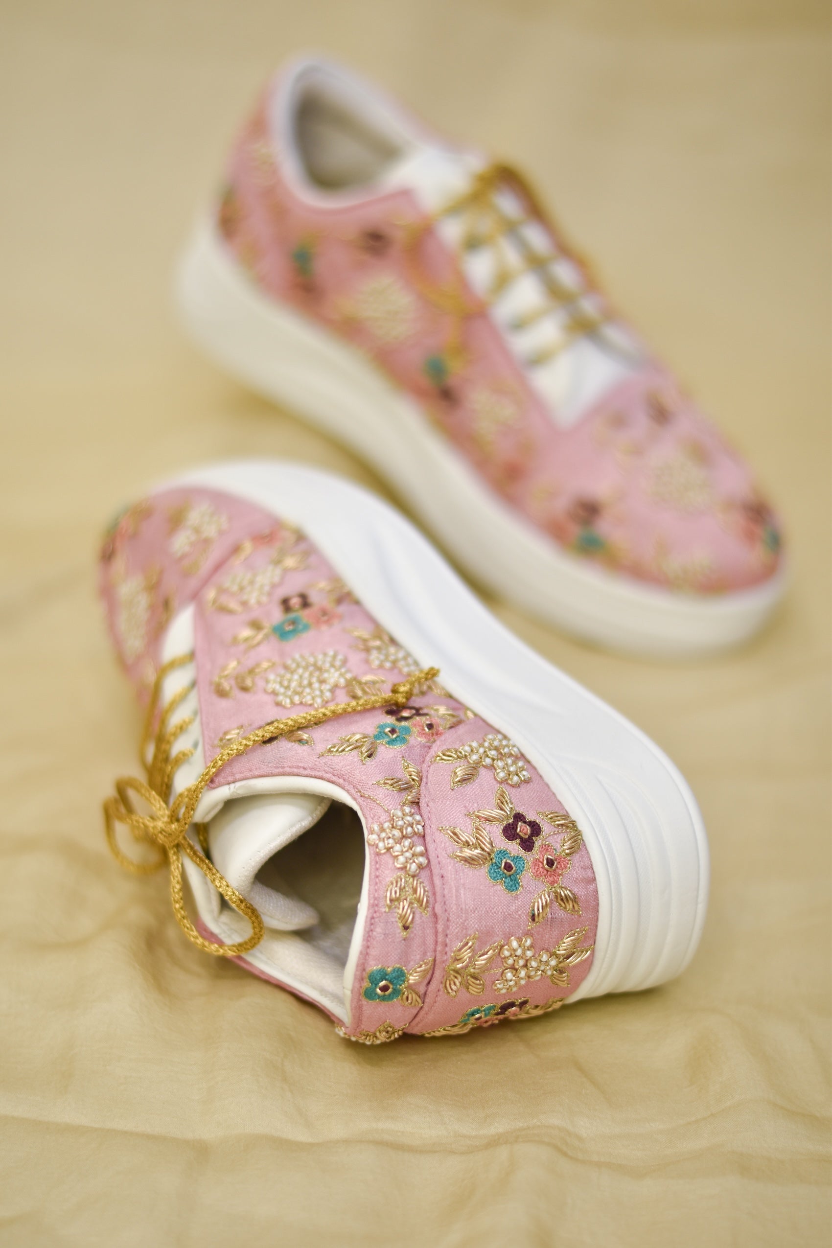 Shireen Sneakers Floral Embroidered Wedding Shoes