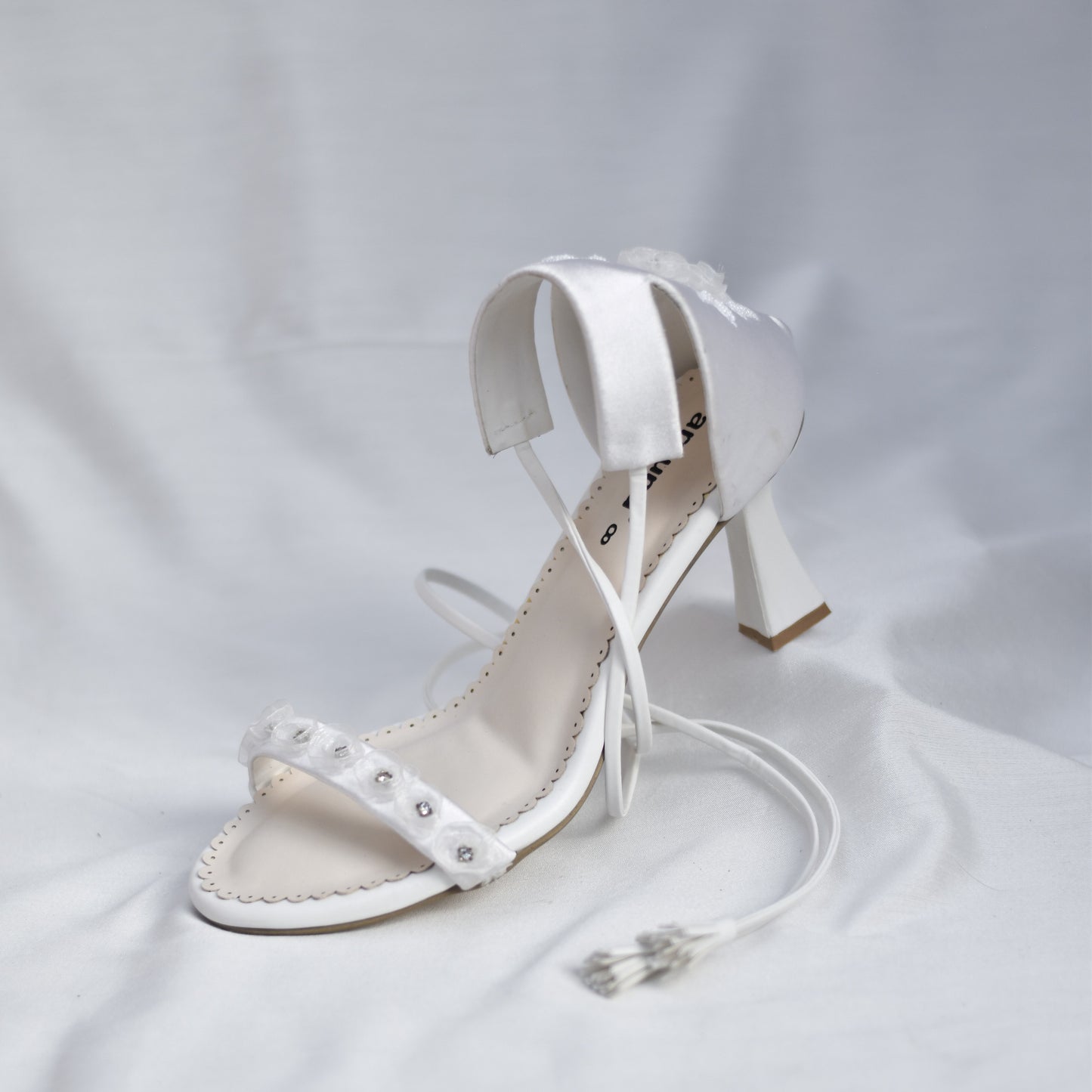 Christian bridal heels with ribbon embroidery