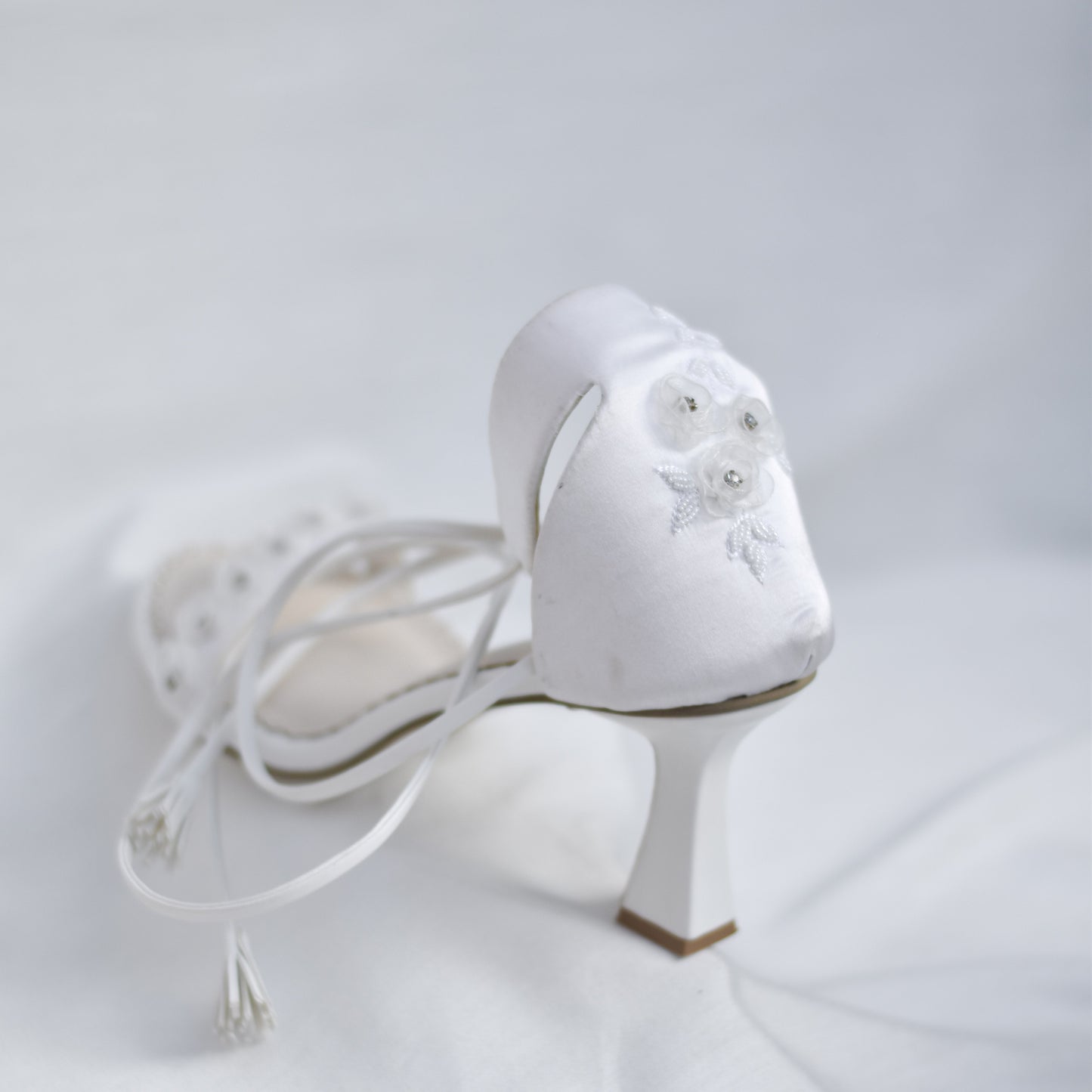 White rose flower sandals for Christian brides