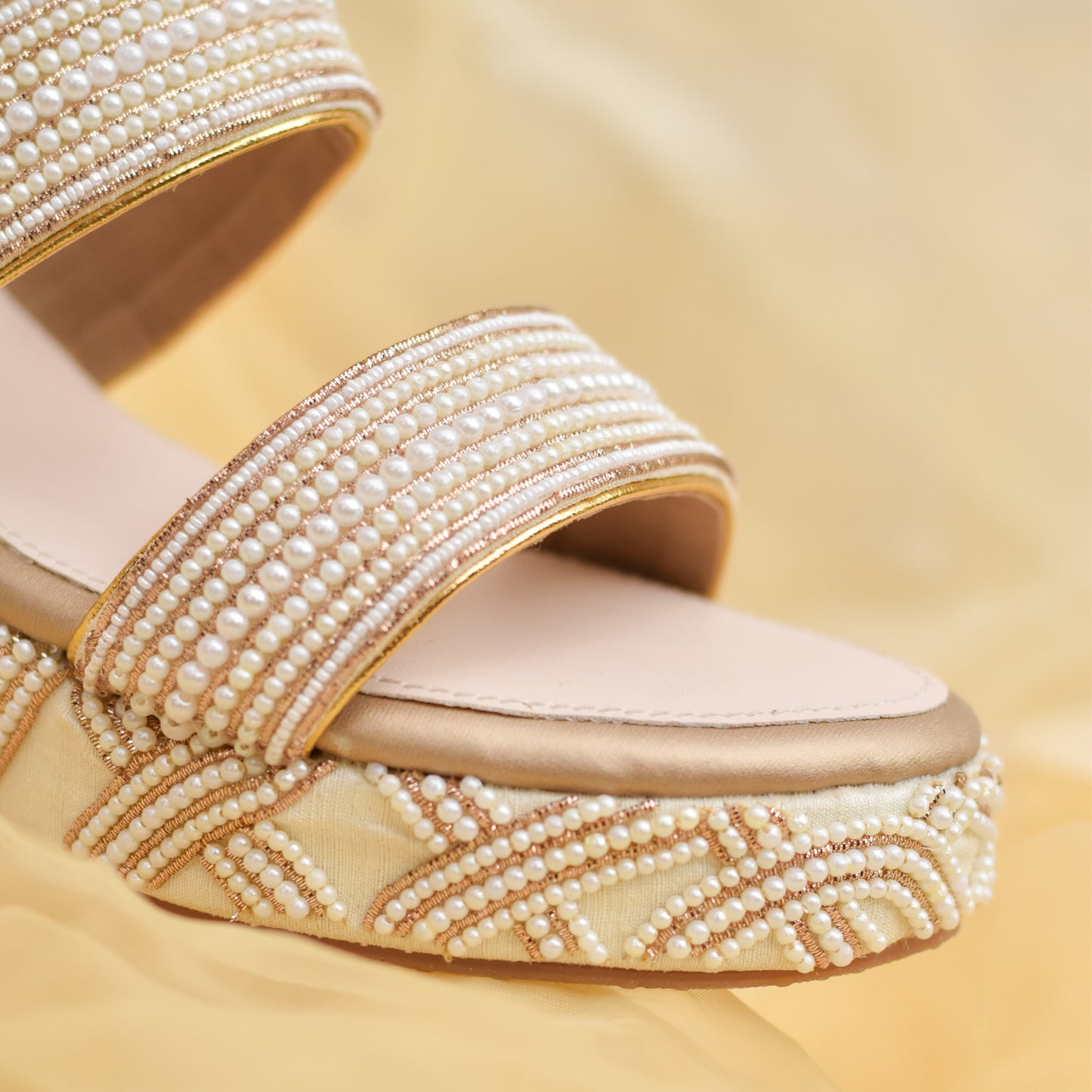 Graded pearl embroidered wedges for Indian weddings