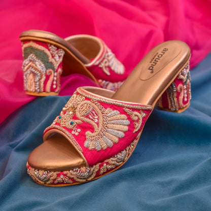 Royal peacock embroidered zardozi bridal sandals