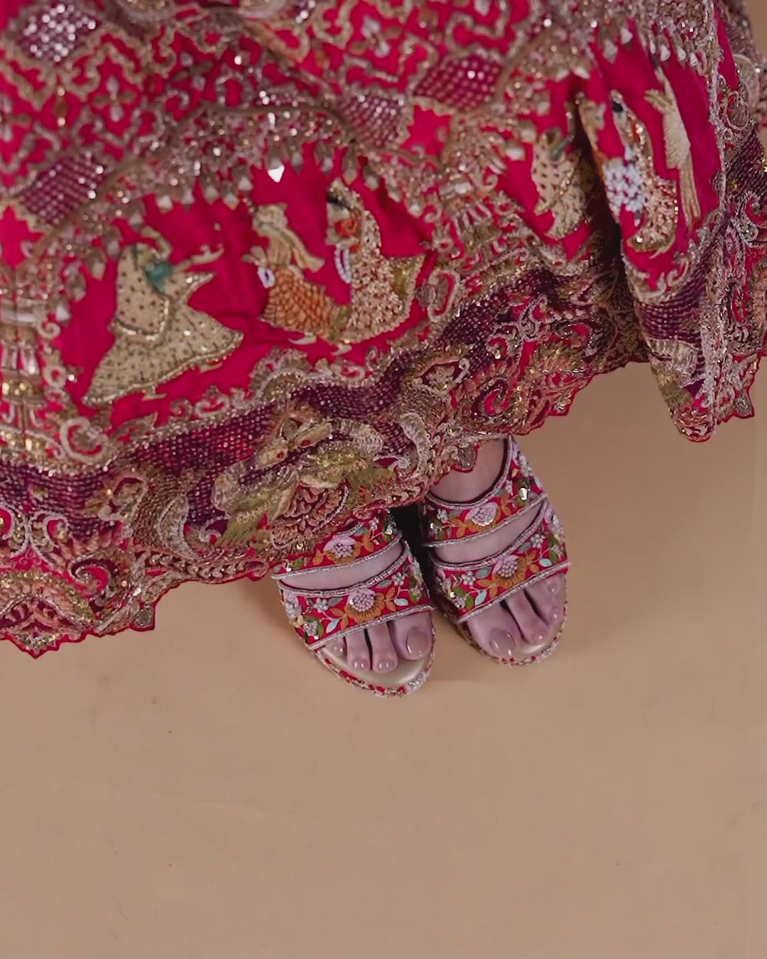 Celebrity wedding heels with floral hand embroidery