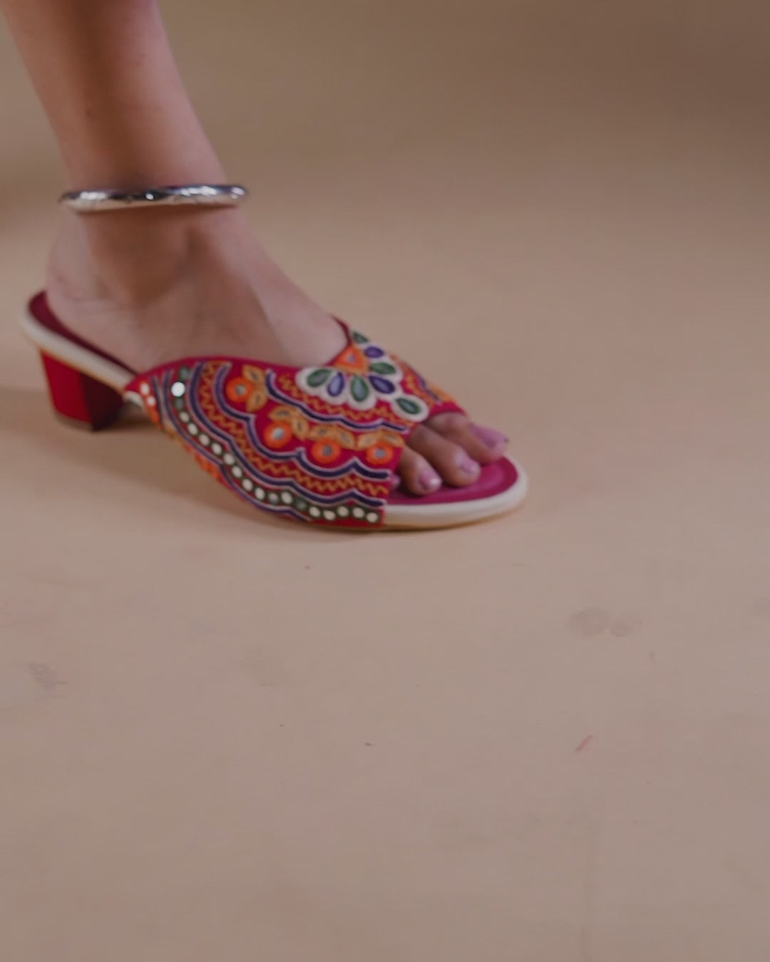 Mirror work sandals for Indian wedding celebrations