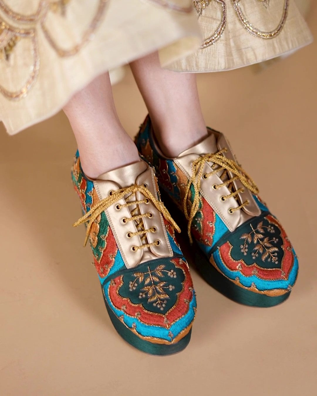 Multicolour designer wedding sneakers with custom heels