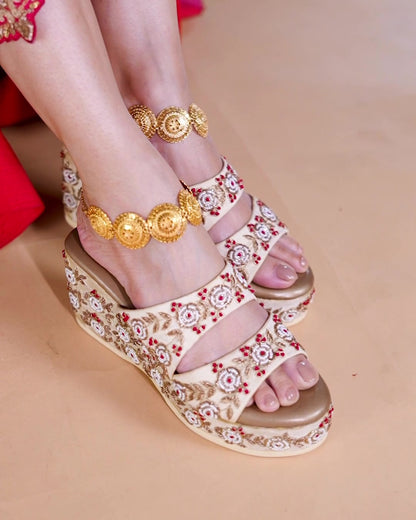 Gulshan Wedges - Golden | Versatile Shoes