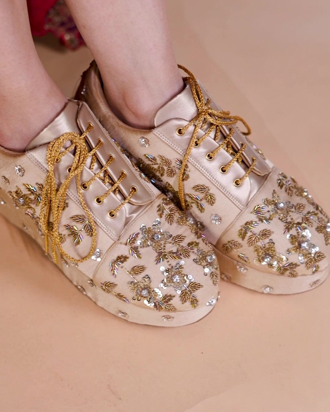 Trendy Heels Golden Sneakers for Dancing at Weddings