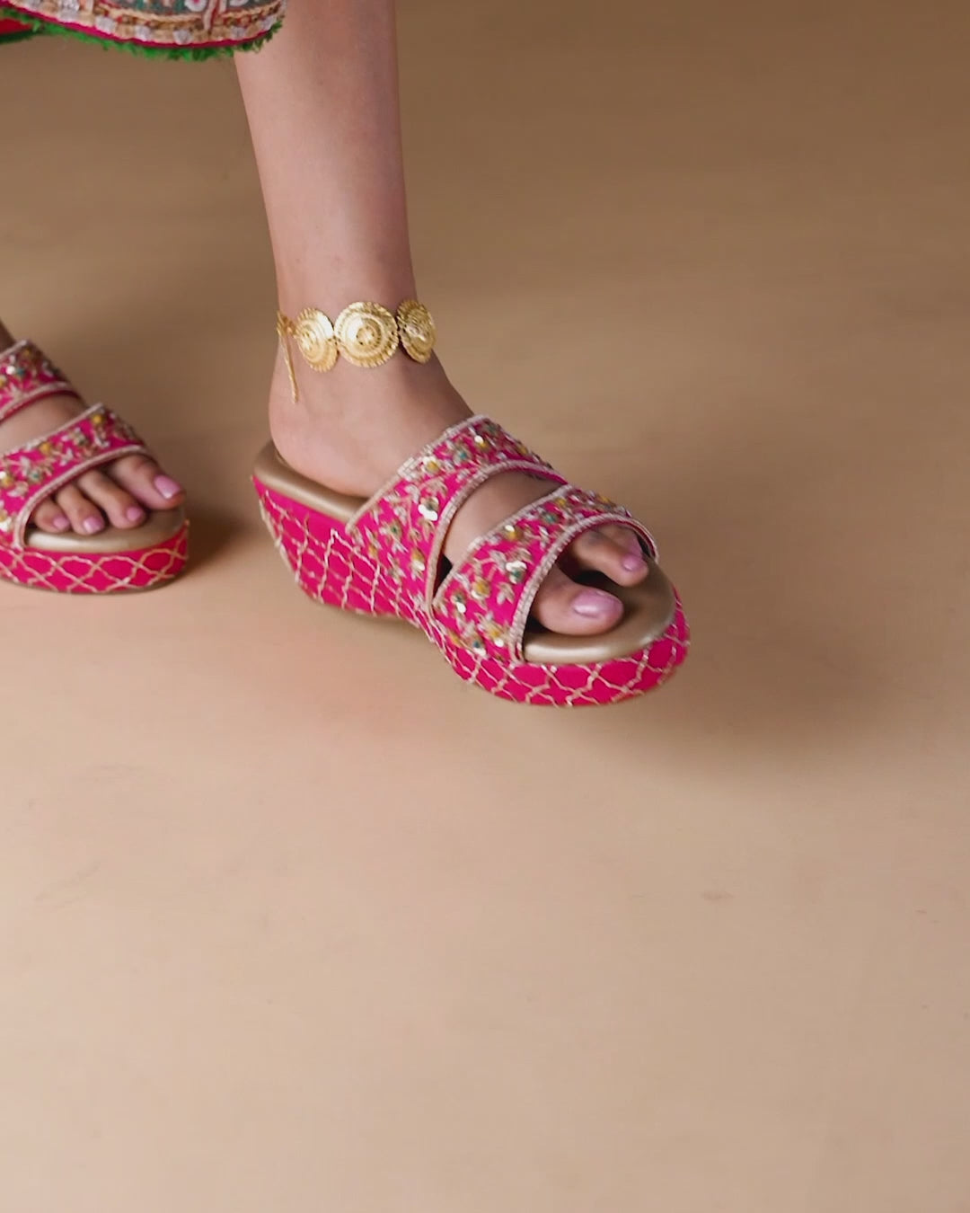 Premium wedding wedges for wearing under designer lehenga