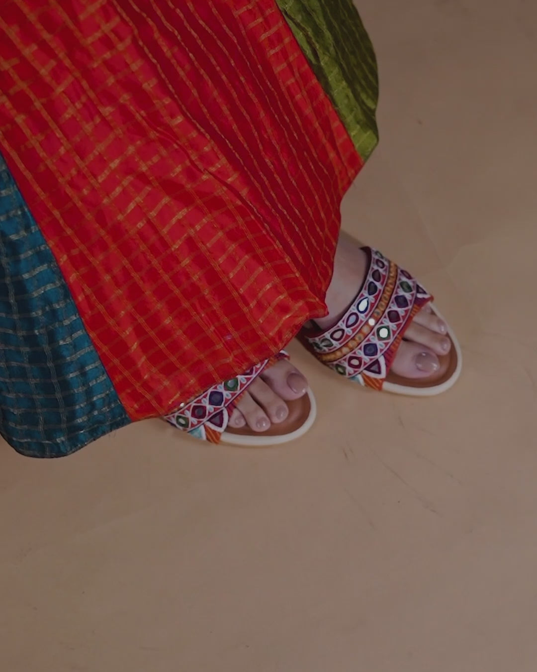 Mirror work Indian shoes for festivities