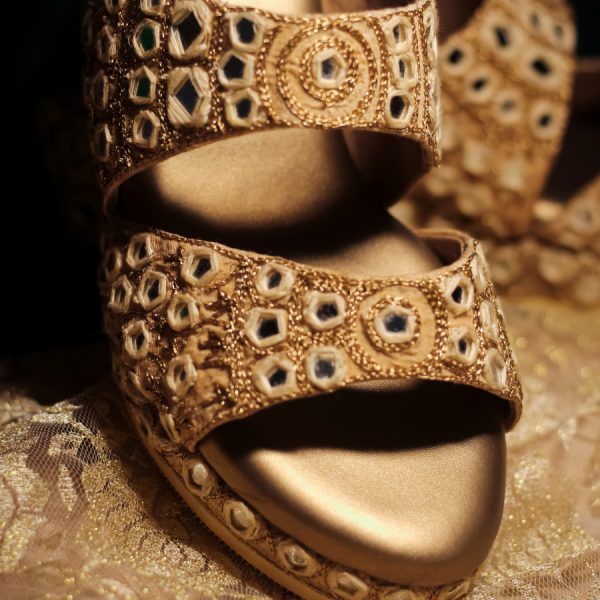 Bridal best sale golden sandals